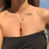 Both Detachable Two-Band Flame Earrings Necklace - Jewelry de Corner
